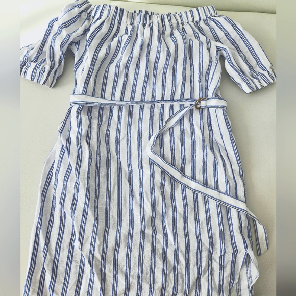 Michael Kors Off the Shoulder Linen Dress, 3/4 Sleeves, Size XS - Picture 2 of 6